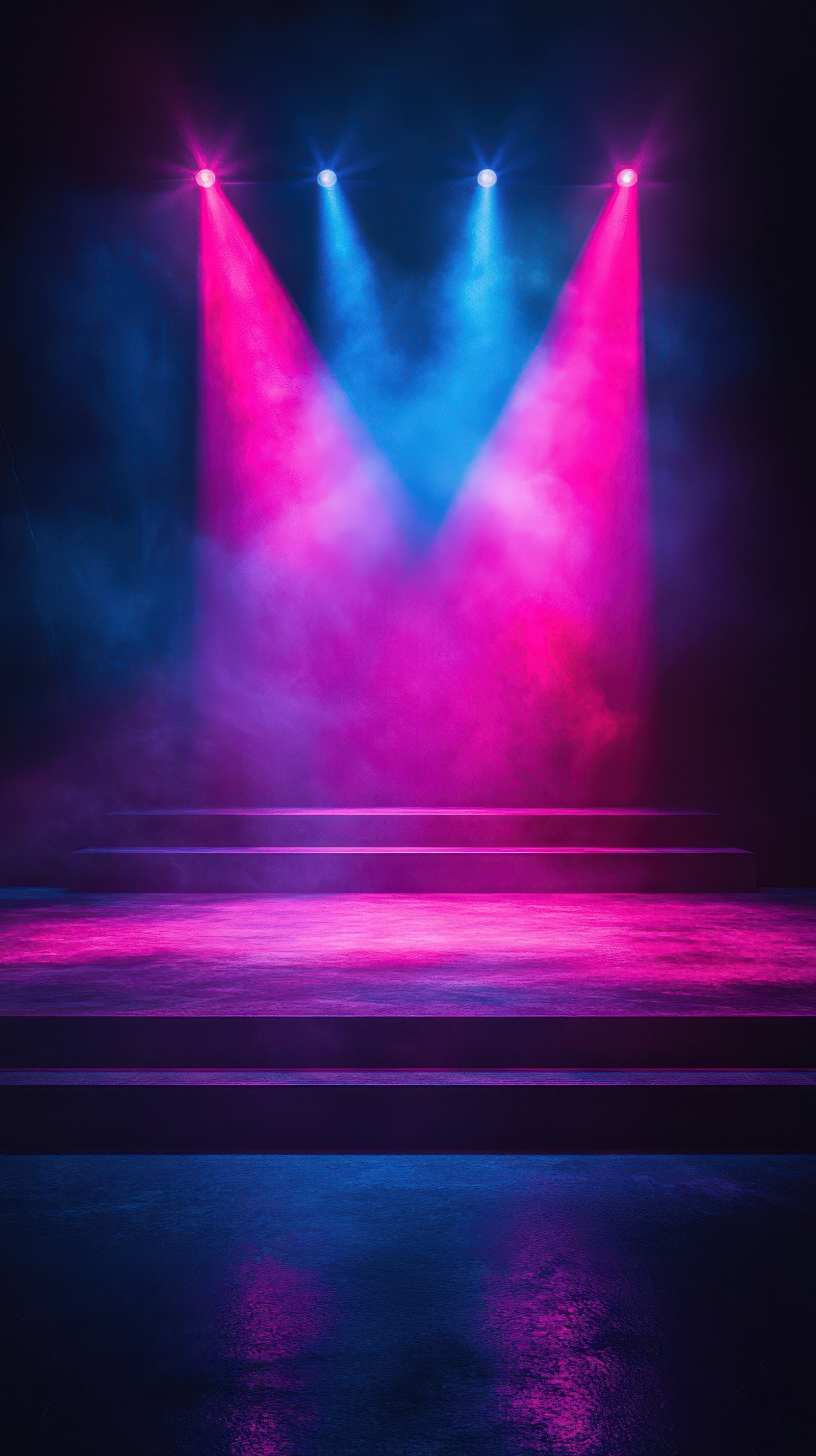 Colorful stage lighting creates an immersive atmosphere for performances in a dark space